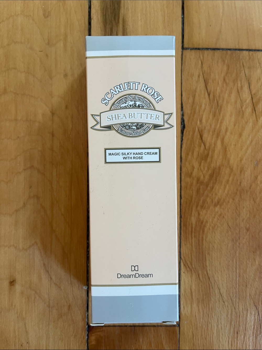 Scarlett Rose Shea Butter Hand Cream — Peach and Light Gray Packaging